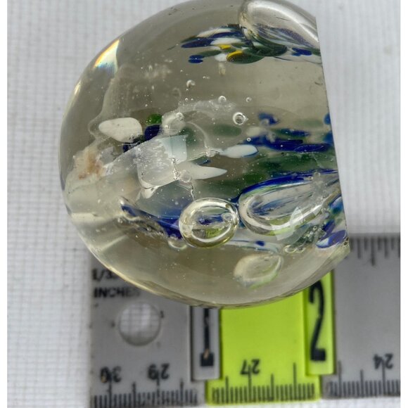 Vintage Small Swedish Incalmo Art Glass Paperweight Clear/Blue 2” (5.8 cm) - Picture 10 of 11